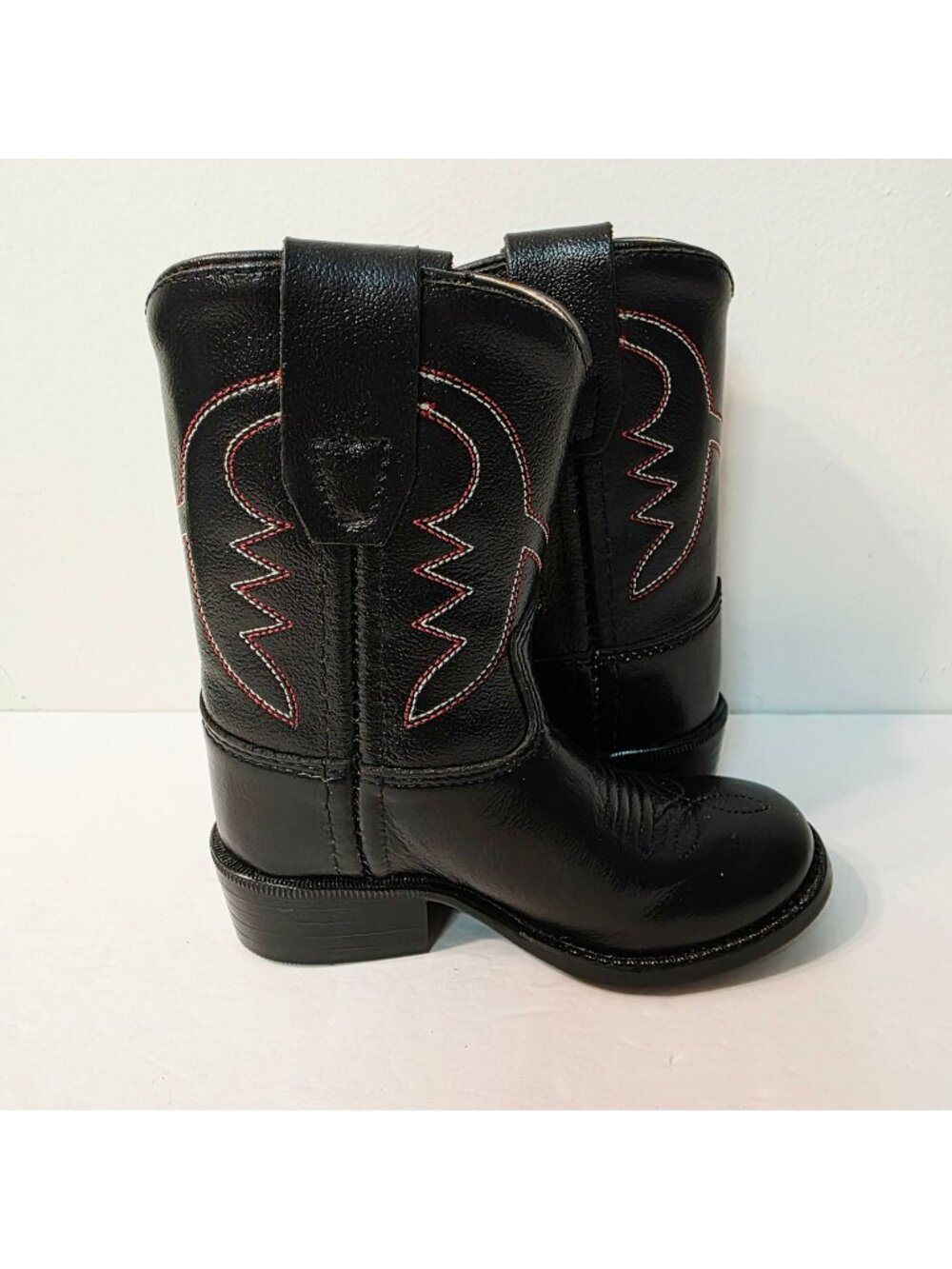Old West Infant Toddler Black Red Trim Leather Western Cowboy Boots Sz 4.0D 3110